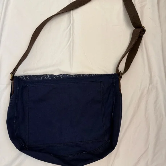 Lucky Brand Denim Floral Crossbody Messenger Bag Boho Navy - Picture 4 of 6